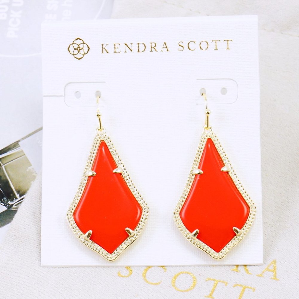 Kendra Scott Alex Bright Red Earrings Gold Plated